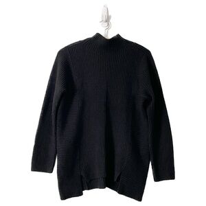 SEED HERITAGE Merino Wool Mock Neck Sweater L Black Ribbed Oversized Australian